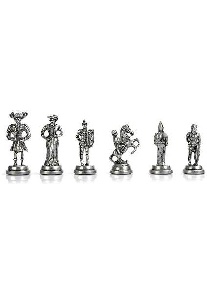 Orta Boy Metal Ispanyol Satranç Takımı Antik ve Ceviz Desenli Sandıklı Mdf Tahtası (36X36X6 Cm.) fiyatları