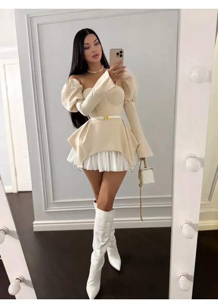 Sloane Gloplu Mini Elbise