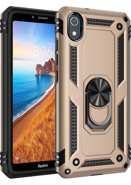 Xiaomi Redmi 7A Kılıf Sofya Yüzüklü Silikon Kapak - GOLD-(5796)