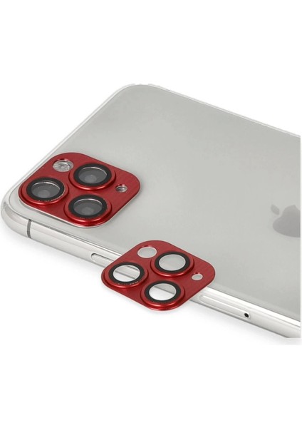 iPhone 11 Pro Max Pers Alüminyum Kamera Lens - KIRMIZI-(5796)