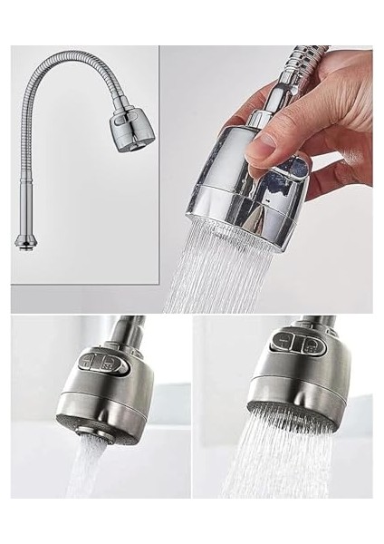 Hareketli Dönebilen Hortumlu Musluk Ucu Iki Fonksiyonlu Su Tasarruflu ve Esnek Tasarım Modern Kullanım modelleri