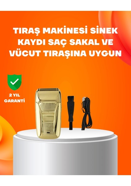 Altın Renk Kablolu Sakal Tıraş Makinesi Çelik Bıçaklı 3W Motor