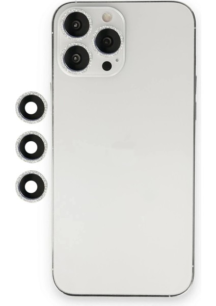 iPhone 12 Pro Shine Kamera Lens - GÜMÜŞ-(5796)