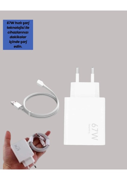 67W Turbo Hızlı Şarj Adaptörü ve Type-C Kablo Güvenli Şarj Teknolojisi fiyatları