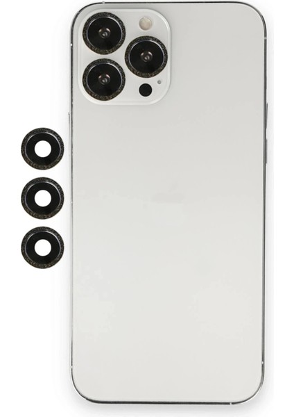 iPhone 12 Pro Shine Kamera Lens - SIYAH-(5796)