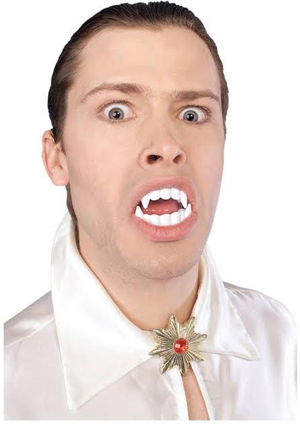 Beyaz Renk Çift Damak Takma Vampir Dişi (3791)