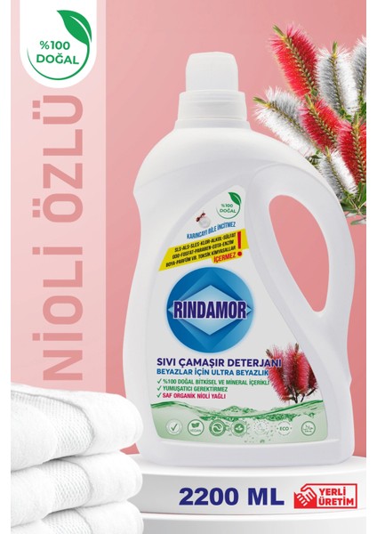 %100 Doğal Bitkisel Beyazlar Sıvı Çamaşır Deterjanı Organik Nioli Yağlı-Kendinden Yumuşatıcılı