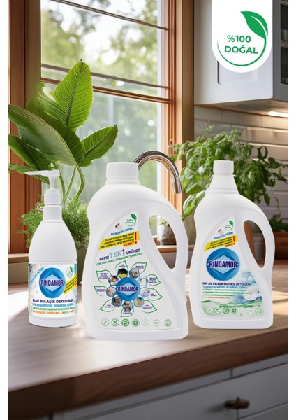 3lü Set-Sıvı Bulaşık Makinesi-Elde Bulaşık Deterjanı-Tek1 Çok Çok Amaçlı Konsantre Temizleyici