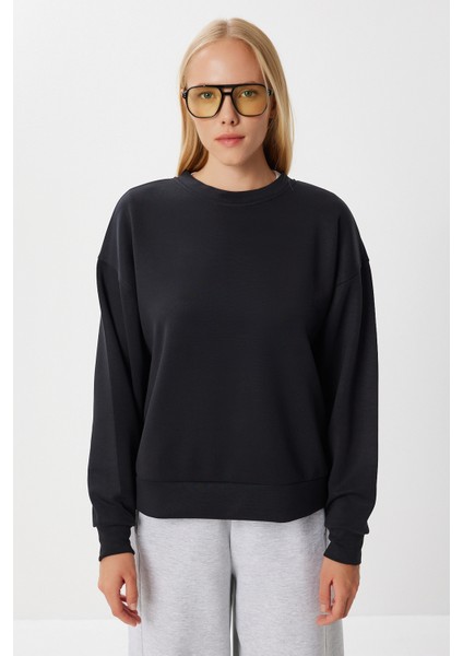 Basic Yumuşak Modal Sweatshirt LUB0245 Siyah indirimleri