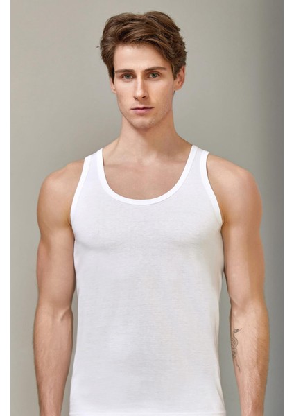 Erkek Beyaz Klasik Pamuk Askılı Atlet 1020 3'lü