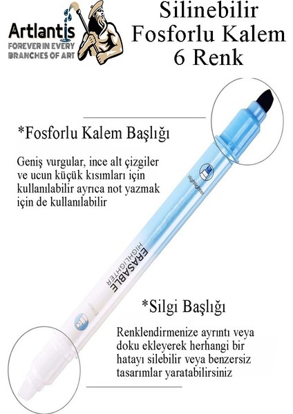 Silinebilir Fosforlu Kalem 6 Renk 1 Paket Galaxy Silinebilir Işaretleme Kalemi Çift Başlı Pürüzsüz Yazma Silme Fixpoint fiyatları