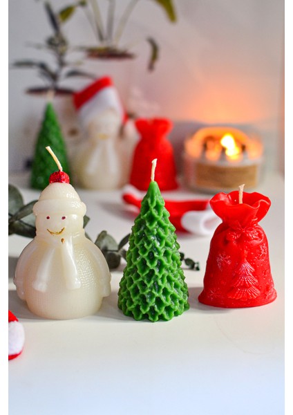 Yeni Yıl Yılbaşı Temalı 3'lü Set Yılbaşı Mum ,yılbaşı Hediyesi, Kokulu Mum, Hediyelik Mum indirimleri