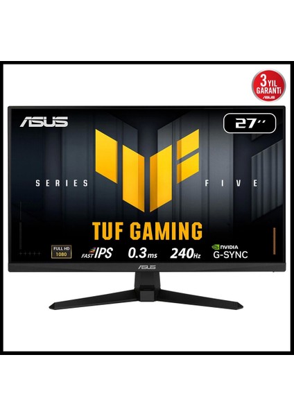 Tuf Gamıng VG279QM5A 27" 0.3ms, 240hz, Full Hd, Dp, 2xhdmı, Hoparlör, Fast IPS Led, Elmb Sync Premium, Gamıng Monitör