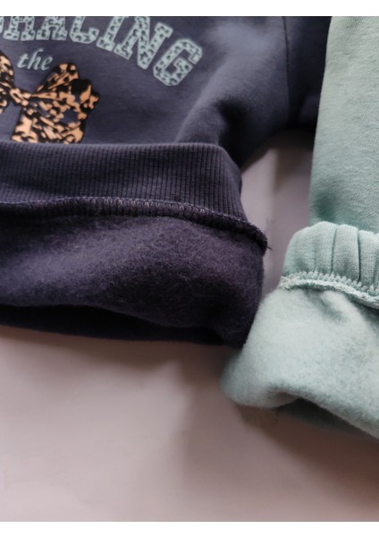 Kız Çocuk Üç Iplik Şardonlu 2’li Takım | Sweatshirt & Eşofman Altı | Fiyonk Baskılı fırsatları