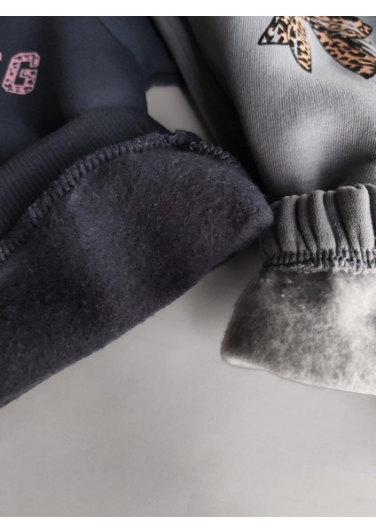 Kız Çocuk Üç Iplik Şardonlu 2’li Takım | Sweatshirt & Eşofman Altı | Fiyonk Baskılı modelleri