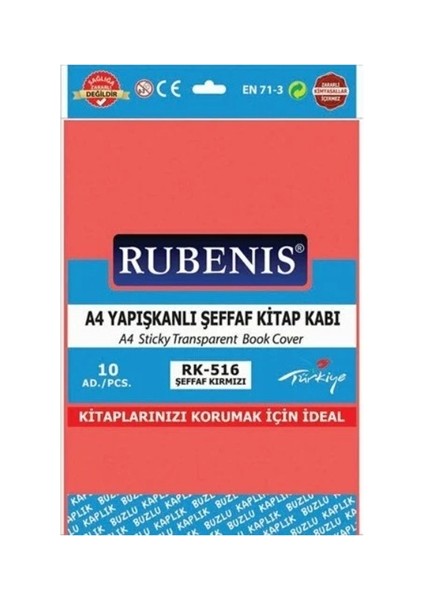 Hazır Kitap Kabı Şeffaf 10LU Kırmızı