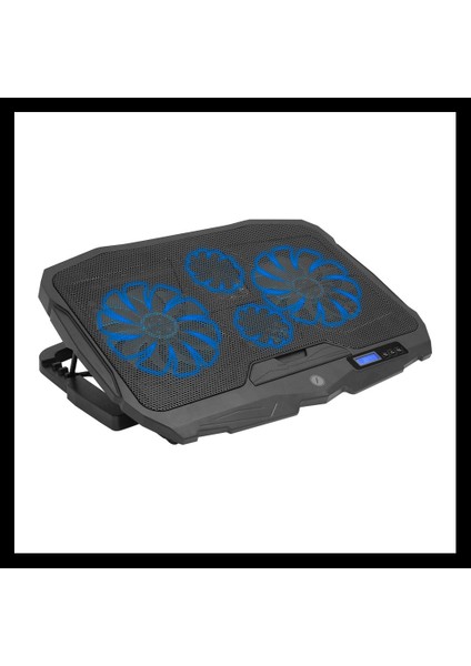 Frısby FNC-5230ST (2X12,5CM 2X7CM) 4 Fan, 10"-17" Notebook Soğutucu, 5 Kademeli Stand, 3 Farklı Program, Ayarlanabilir Hız, Mavi Ledli (Siyah)