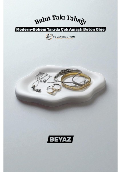 Modern-Bohem Tarzda Bulut Takı Tabağı, Mum Tabağı, Çok Amaçlı Organizer