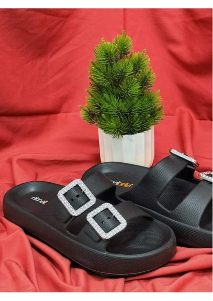 Akınal Bella E282 Çift Tokalı Günlük Ortopedik Kadın Terlik