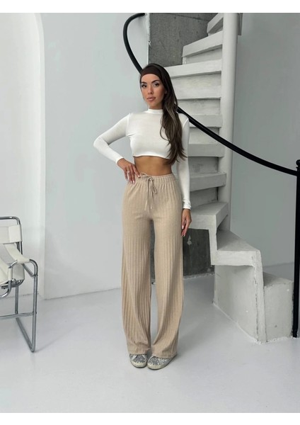 Fitilli Şardonlu Pantolon Bej A4058