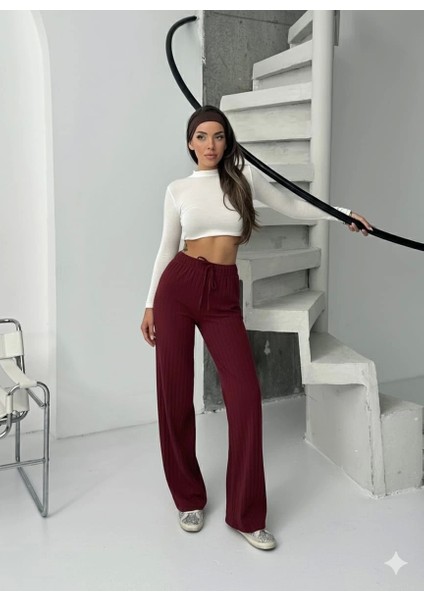 Fitilli Şardonlu Pantolon Bordo A4058 modelleri