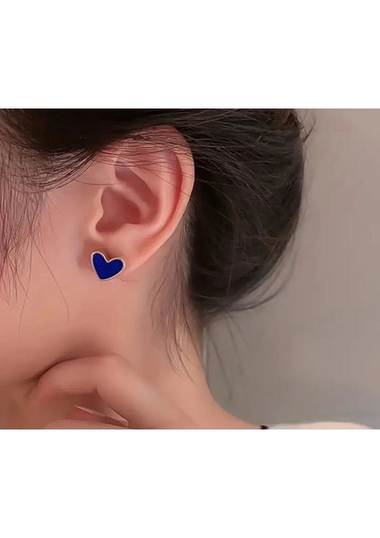 Mini Mavi Kalp Küpe