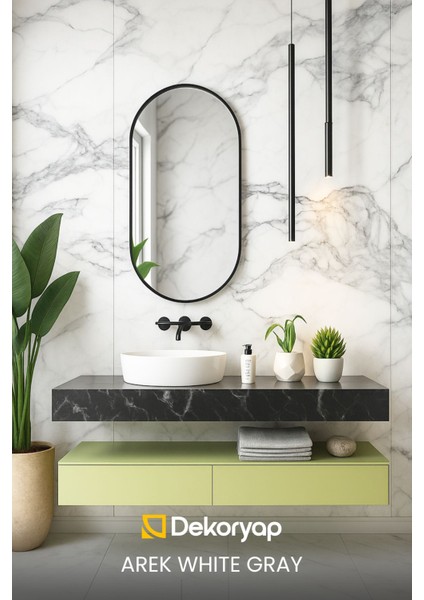 Arek White Gray Mermer Desenli Pvc Panel 122 x 244 cm