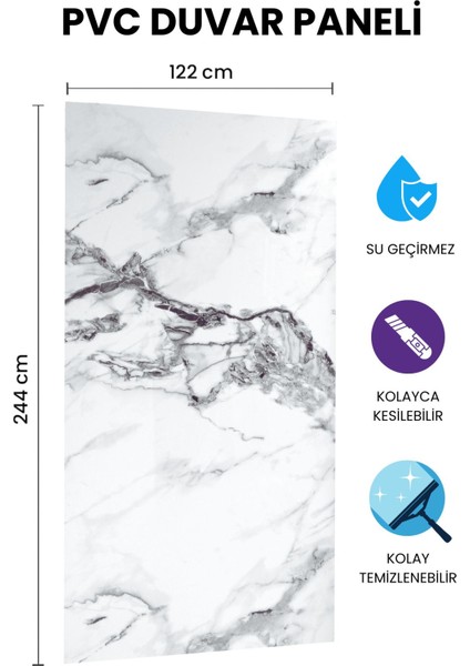 Arek White Gray Mermer Desenli Pvc Panel 122 x 244 cm fiyatları