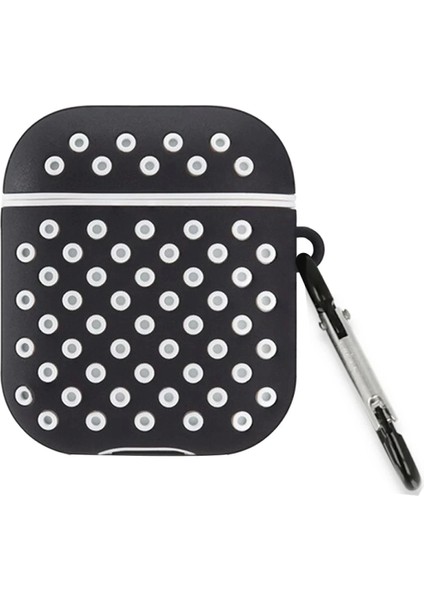 Airpods 2 (2.nesil) Spor Delikli Kılıf - SIYAH-BEYAZ-(5796)