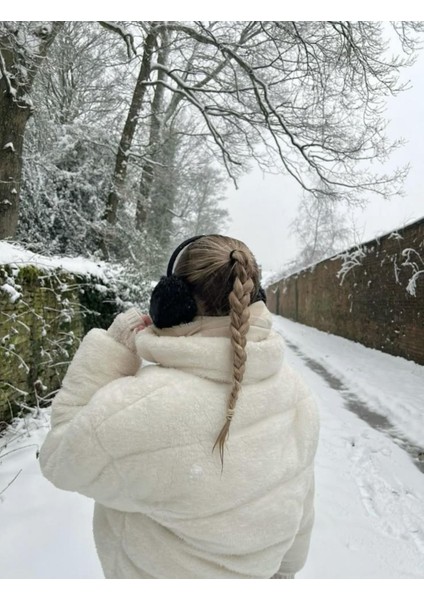 Kadın Peluş Siyah Kulaklık Yumuşak Kürklü Katlanabilir Kulak Isıtıcı indirimleri