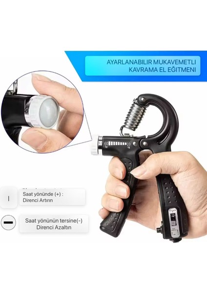 Sayaçlı Ayarlanabilir El Yayı 5-60 kg | El Bilek Parmak Önkol Kas Güçlendirici Egzersiz Aleti modelleri