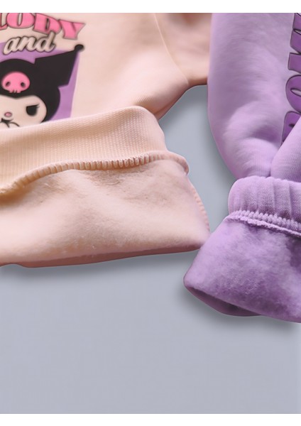 Kuromi Baskılı Kız Çocuk Eşofman Takımı – Üçiplik Şardonlu, 2li Takım, Sweatshirt+ Alt Eşofman modelleri