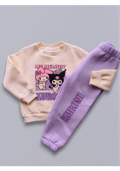 Kuromi Baskılı Kız Çocuk Eşofman Takımı – Üçiplik Şardonlu, 2li Takım, Sweatshirt+ Alt Eşofman fırsatları