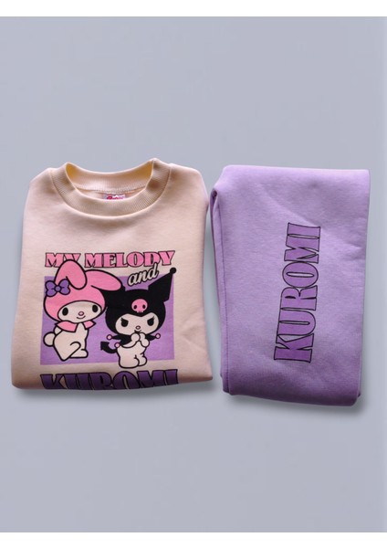 Kuromi Baskılı Kız Çocuk Eşofman Takımı – Üçiplik Şardonlu, 2li Takım, Sweatshirt+ Alt Eşofman indirimleri