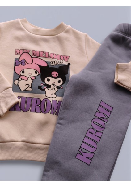 Kuromi Baskılı Kız Çocuk Eşofman Takımı – Üçiplik Şardonlu, 2li Takım, Sweatshirt+ Alt Eşofman fiyatları