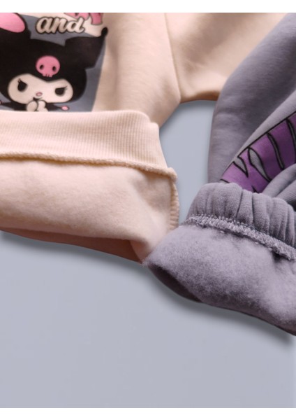 Kuromi Baskılı Kız Çocuk Eşofman Takımı – Üçiplik Şardonlu, 2li Takım, Sweatshirt+ Alt Eşofman modelleri