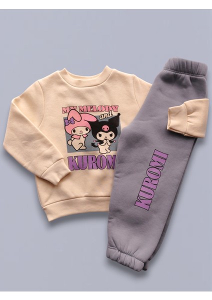 Kuromi Baskılı Kız Çocuk Eşofman Takımı – Üçiplik Şardonlu, 2li Takım, Sweatshirt+ Alt Eşofman fırsatları