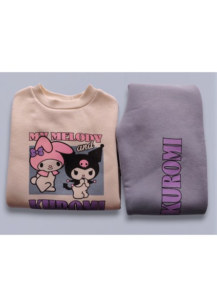 Kuromi Baskılı Kız Çocuk Eşofman Takımı – Üçiplik Şardonlu, 2li Takım, Sweatshirt+ Alt Eşofman indirimleri