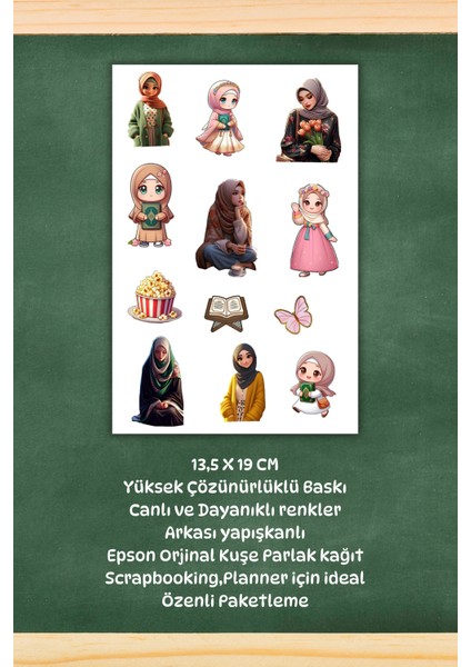 2'li Sevimli Hijab Sticker Seti Planner Ajanda Bullet Journal Için Uygun Set fiyatları