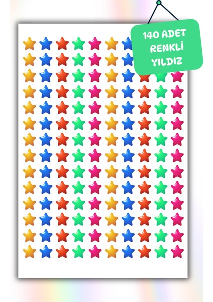 140 Adet Yıldız Stıcker Çıkartma Seti , Okul Tebrik Stıckerı ,öğretmen Hediyesi