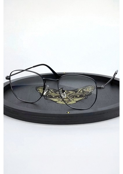 Beşgen Çerçeve Şeffaf Blue Block Gözlük Unisex modelleri