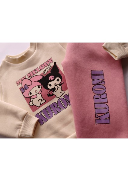 Kuromi Baskılı Kız Çocuk Eşofman Takımı – Üçiplik Şardonlu, 2li Takım, Sweatshirt+ Alt Eşofman modelleri