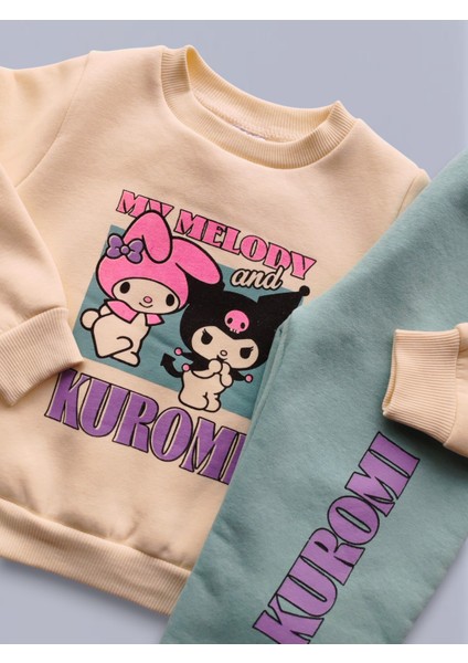 Kuromi Baskılı Kız Çocuk Eşofman Takımı – Üçiplik Şardonlu, 2li Takım, Sweatshirt+ Alt Eşofman fırsatları