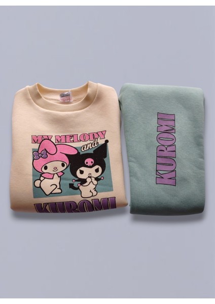 Kuromi Baskılı Kız Çocuk Eşofman Takımı – Üçiplik Şardonlu, 2li Takım, Sweatshirt+ Alt Eşofman indirimleri