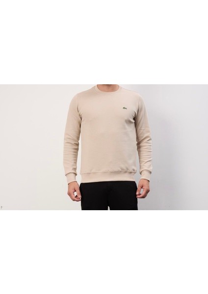 Basıc Bej Bisiklet Yaka Regular Fıt Uzun Kol