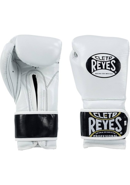 White Leather Strap & Attached Thumb And Hook & Loop Closure Boks Eldiveni
