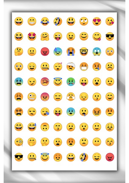 Karışık Emoji, Duygu ve Yüz Ifadesi Sticker Seti, 80 Adet fiyatları