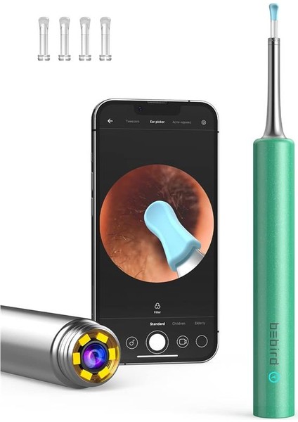 Bebırd T5 3mp Kamera 3.5mm Lens Şarjlı Wıfı Görüntülü Kulak Temizleyici Yeşil Renk