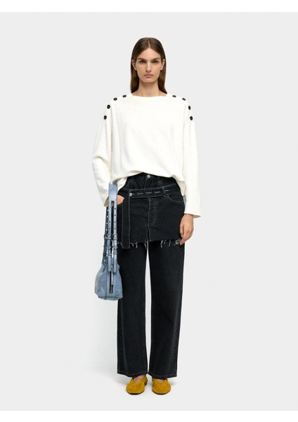 Omuzda Düğme Detaylı Kazak modelleri