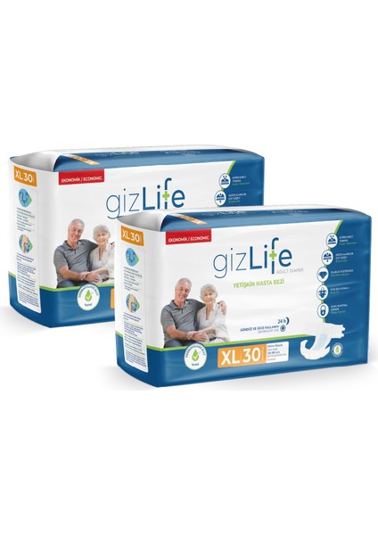 Gızlıfe Bel Bantlı Yetişkin Hasta Bezi Ekstra Büyük Boy Xl 60 Adet